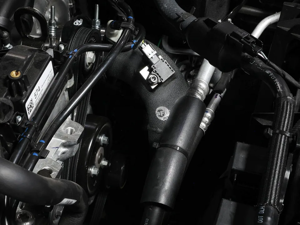 aFe Power 21-22 Ford Bronco L4-2.3L (t) BladeRunner 3in Aluminum Cold Charge Pipe Black 46-20579-B 5 of 6
