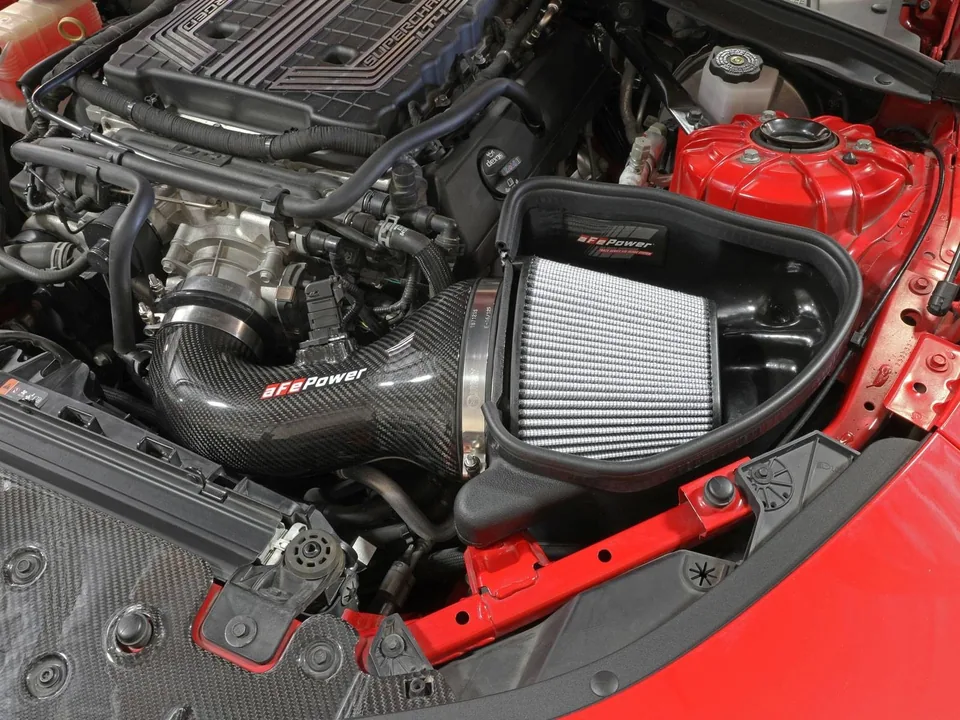 aFe 17-12 Chevrolet Camaro ZL1 (6.2L-V8) Track Series Carbon Fiber CAI System w/ Pro-DRY S Filters 57-10018D 2 of 6