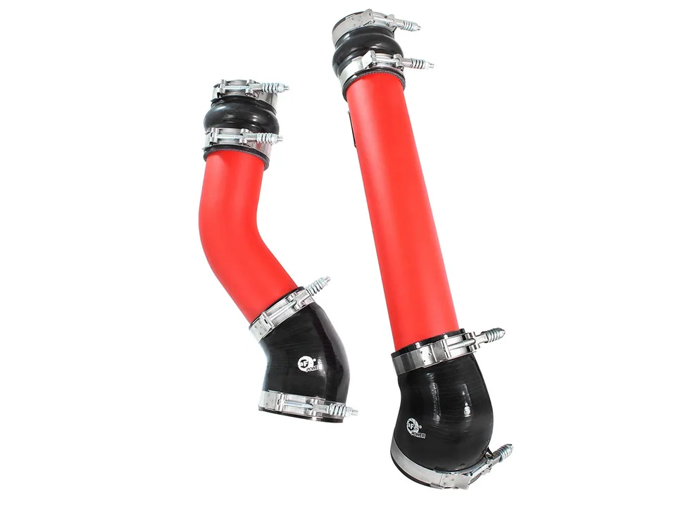 aFe Bladerunner Intercooler Tubes Hot & Cold Side 3.5in 94-02 Dodge Diesel Trucks L6-5.9L (td) - Red 46-20064-R 2 of 4