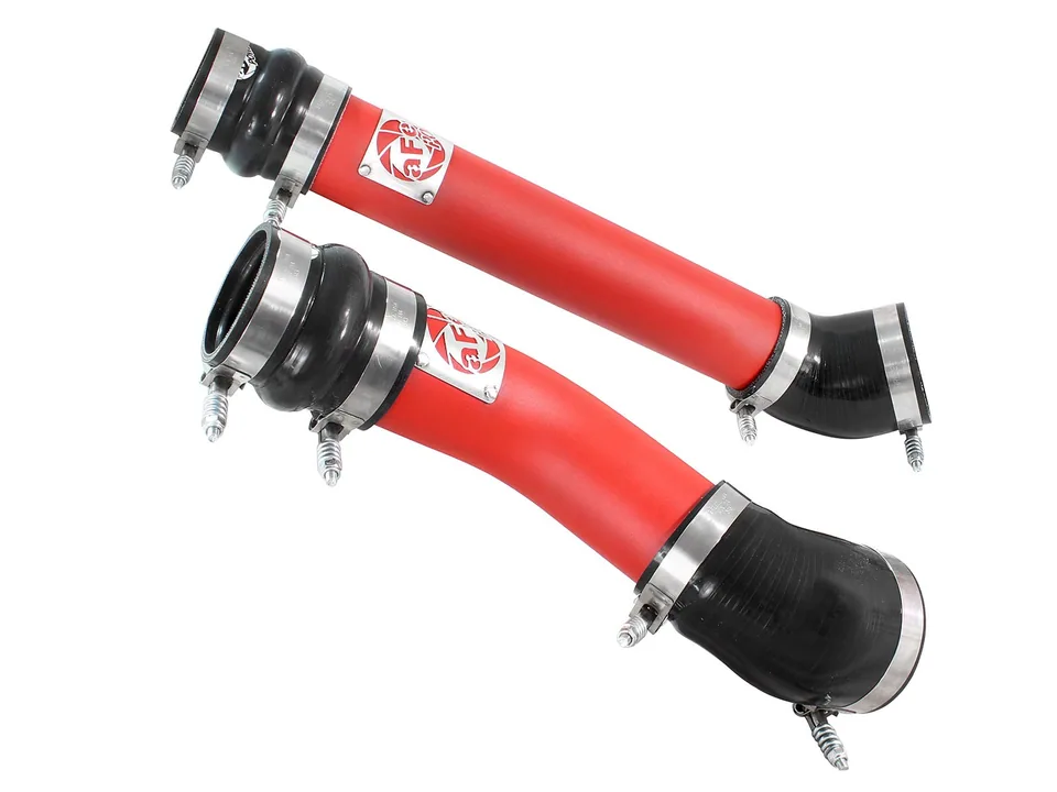 aFe Bladerunner Intercooler Tubes Hot & Cold Side 3.5in 94-02 Dodge Diesel Trucks L6-5.9L (td) - Red 46-20064-R 3 of 4