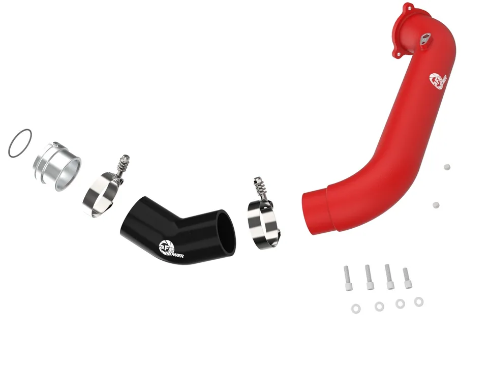 aFe BladeRunner Red 2-3/4in Aluminum Charge Pipe 2021 Toyota Supra GR (A90) I4-2.0L (t) B48 46-20488-R 2 of 6