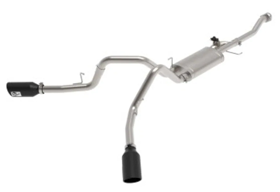 aFe Gemini XV 3in 304 SS Cat-Back Exhaust 2021 Ford F-150 V6 2.7L/3.5L (tt)/V8 5.0L w/ CO Black Tips 49-33129-B 1 of 1