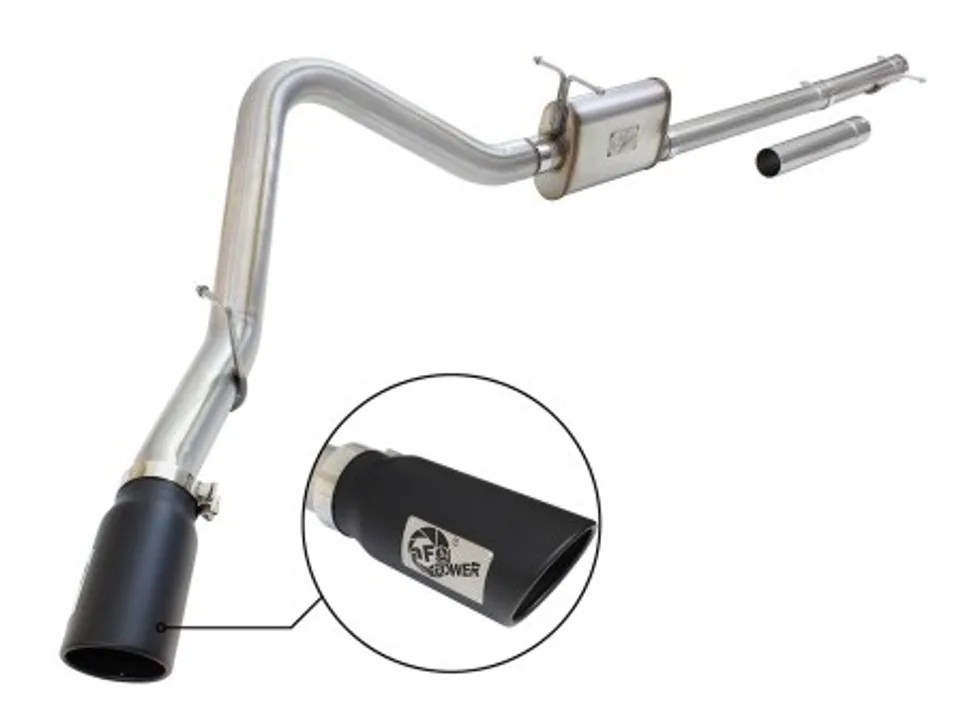 aFe MACHForce XP Exhaust 3in-3.5in SS Single Side Ext CB w/ Black Tip 99-04 Ford F150 V8 5.4L/6.8L 49-43076-B 1 of 1