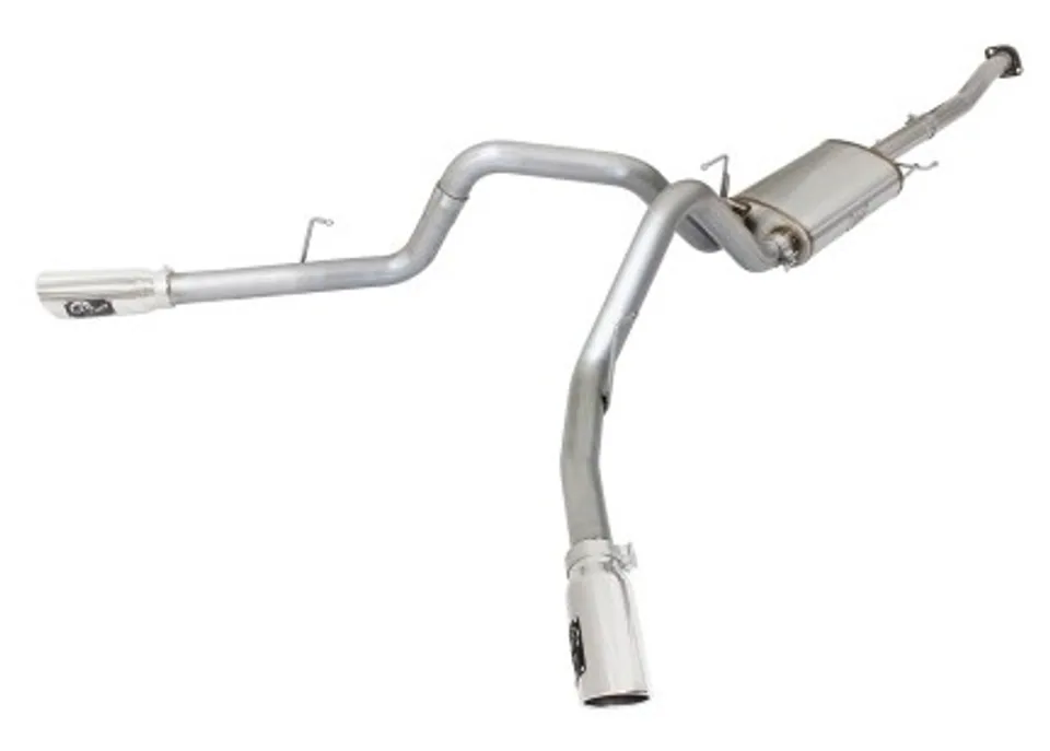 aFe MACHForce XP Exhaust 3in SS Dual Side Exit CB w/ Polish Tips 15 Ford F150 Ecoboost V6-2.7L/3.5L 49-43070-P 1 of 1