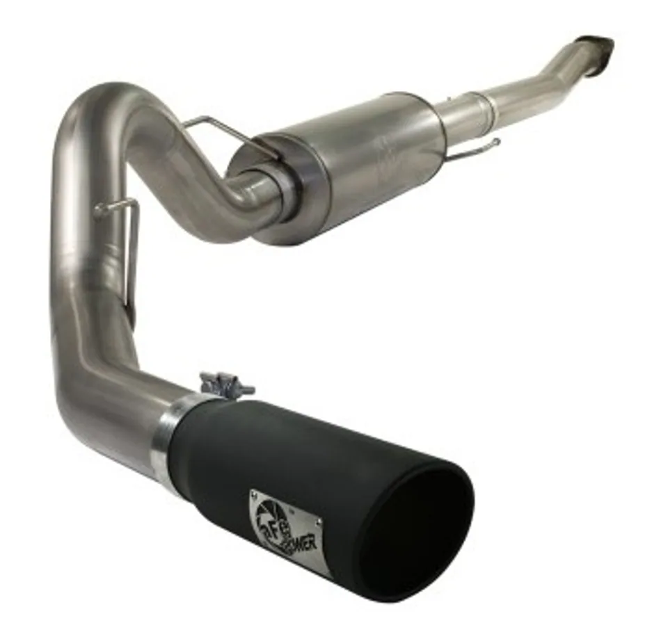 aFe MACHForce XP Exhaust Cat-Back SS-409 4in Black Tip 11-12 Ford F-150 EcoBoost V6-3.5L (tt) 49-43041-B 1 of 1
