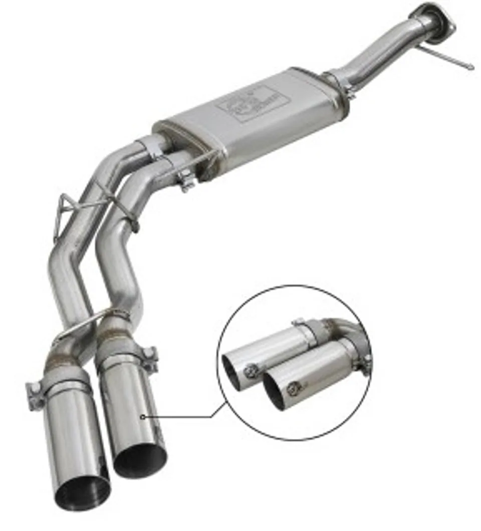 aFe Rebel Series 3in. to 2.5in. 409 SS C/B Exhaust 11-14 Ford F-150 V6-3.5L (tt) - Polished Tip 49-43078-P 1 of 1