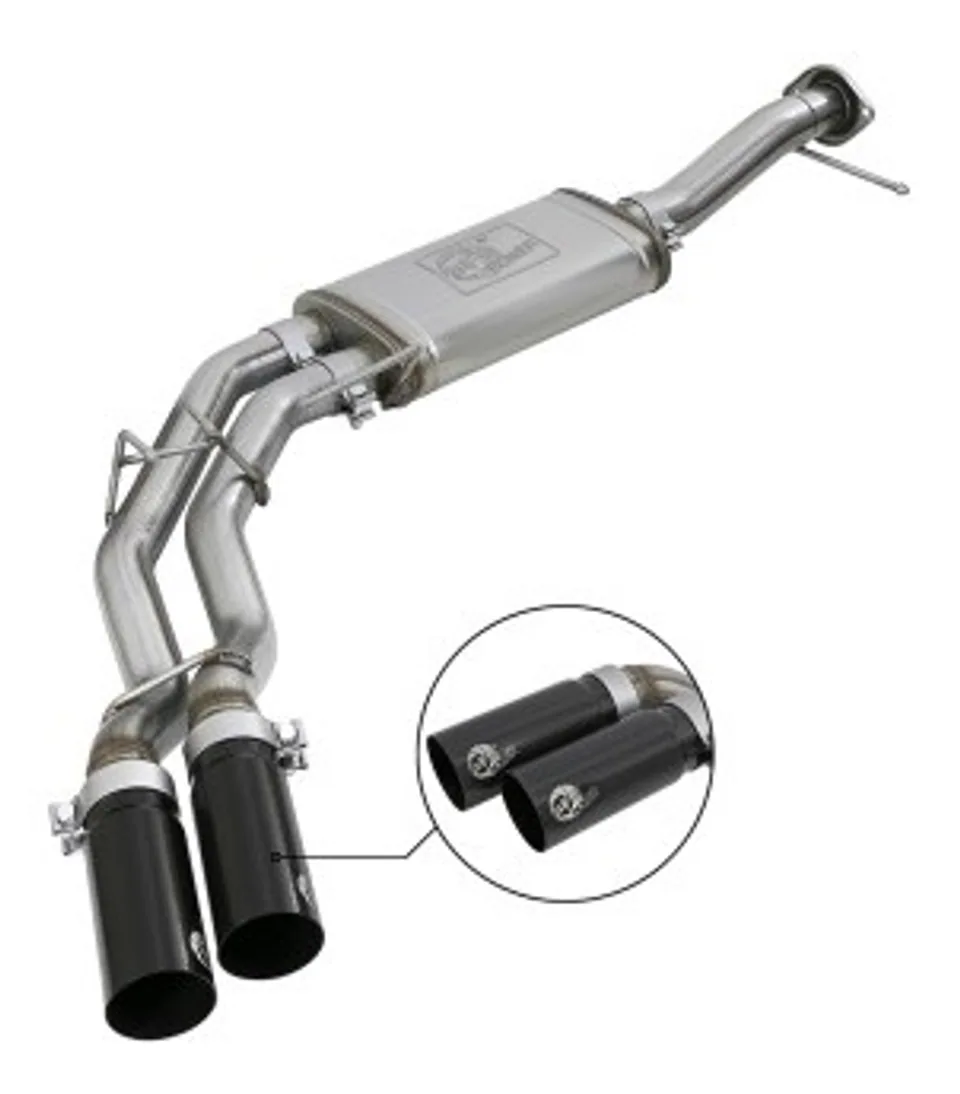 aFe Rebel Series Exht 3in SS Middle Side Exit CB w/ Black Tips 11-14 Ford F150 Ecoboost V6 3.5L (tt) 49-43078-B 1 of 1
