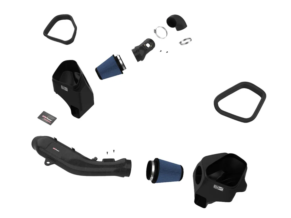 aFe Track Series Stg 2 Carbon Fiber Intake w/Pro 5R Media 15-20 BMW M3/M4(F80/82/83) L6-3.0L(tt) S55 57-10006R 2 of 6
