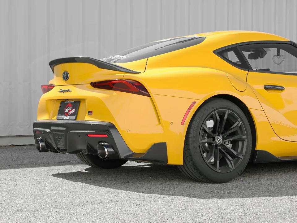 aFe POWER Takeda 2021-2022 Toyota Supra 2.0L (t) 2.5in-3in 304 SS CB Exhaust w/ Carbon Tips 49-36050-C 4 of 6