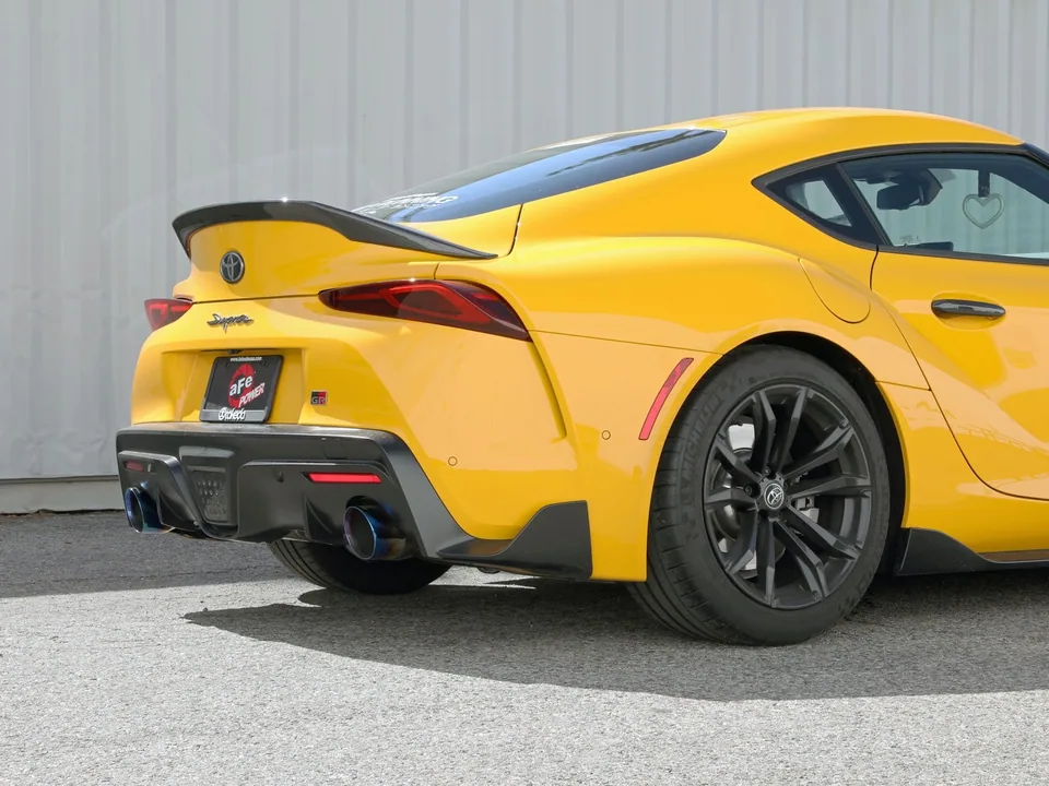 aFe POWER Takeda 2021 Toyota Supra 2.0L (t) 2.5in-3in 304 SS CB Exhaust w/ Blue Tips 49-36050-L 4 of 6