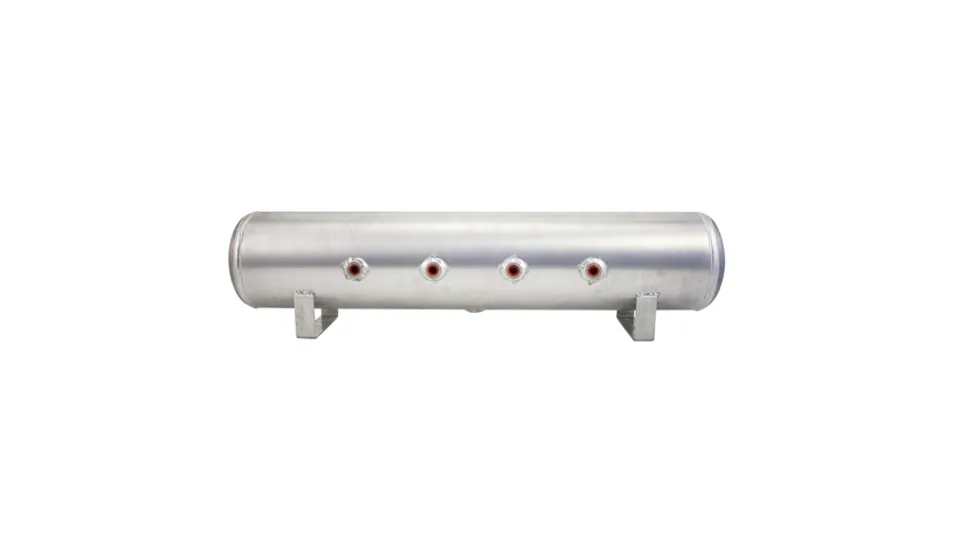 Air Lift 4 Gal Alum Tank - (4) 1/4in Face Ports (2) 3/8in End Ports & 1/4in Drain - 30in L X 6in D 11957 1 of 1