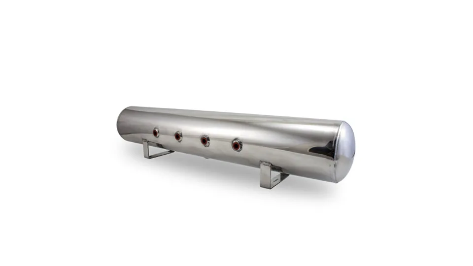 Air Lift 5 Gal Alum Air Tank - (4) 3/8in Face Ports & 1/4in Drain Port - 36in L X 6in D - Polished 12956 1 of 1