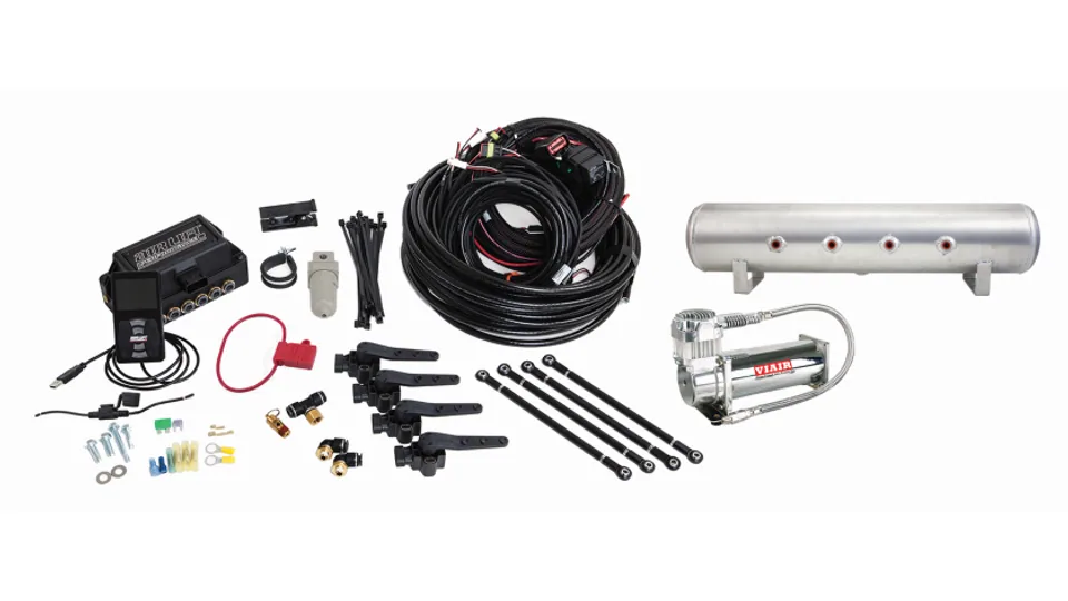 Air Lift Performance 3H (3/8 Air Line 4 Gal 7-Port  Raw Aluminum Tank VIAIR 444C Comp) 27699 1 of 4