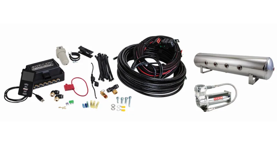 Air Lift Performance 3P (1/4 Air Line 4 Gal 7-Port  Polished Aluminum Tank VIAIR 444C Comp) 27784 1 of 3
