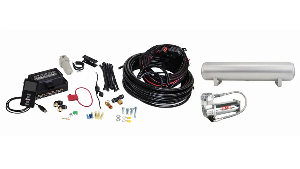 Air Lift Performance 3P (3/8 Air Line 4 Gal 5-Port  Raw Aluminum Tank VIAIR 444C Comp) 27687 1 of 3