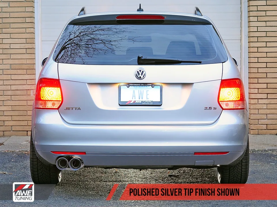 AWE Tuning 05-14 VW Mk5 Jetta Mk6 Sportwagen 2.5L Track Edition Exhaust - Polished Silver Tips 3020-22024 4 of 5