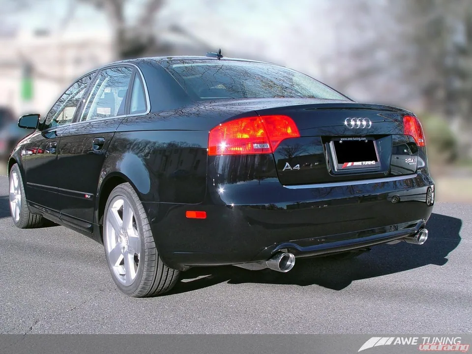 AWE Tuning 06-08 Audi B7 A4 3.2L Touring Edition Dual Tip Exhaust - Diamond Black Tips 3040-33012 1 of 1