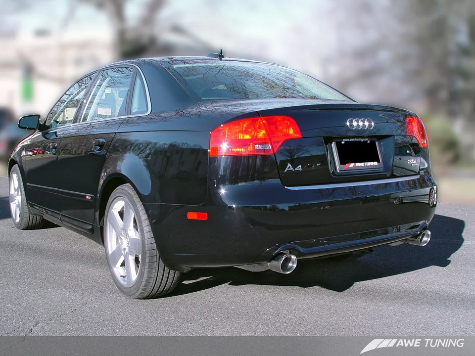 AWE Tuning 06-08 Audi B7 A4 3.2L Track Edition Dual Tip Exhaust - Diamond Black Tips 3020-33018 1 of 1