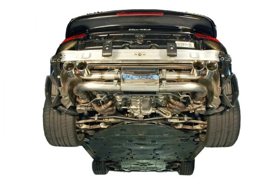 AWE Tuning 07-09 Porsche 997.1 Turbo Performance Muffler w/200 Cell Cats - Diamond Black Tips 3010-43064 4 of 6