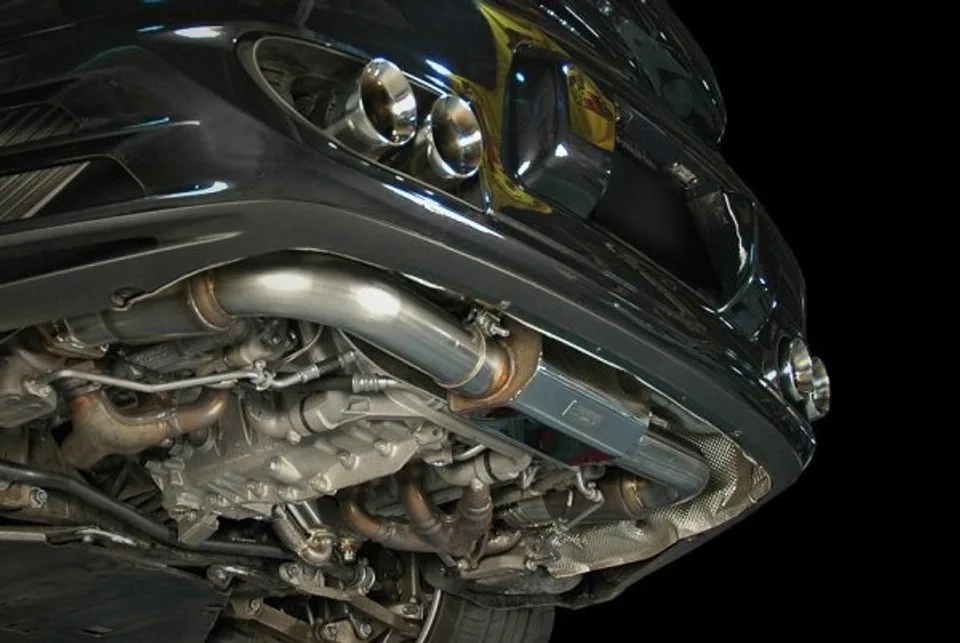 AWE Tuning 07-09 Porsche 997.1 Turbo Performance Muffler w/200 Cell Cats - Diamond Black Tips 3010-43064 5 of 6
