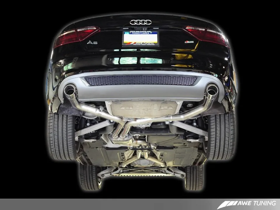 AWE Tuning 08-11 Audi B8 A5 3.2L Track Edition Exhaust System - Dual 3.5in Diamond Black Tips 3020-33020 1 of 3