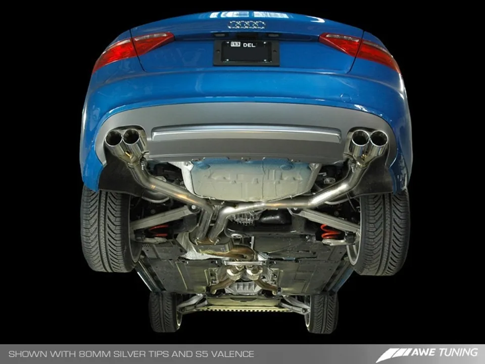 AWE Tuning 08-11 Audi B8 A5 3.2L Track Edition Exhaust System - Quad 90mm Slash Cut Silver Tips 3020-42012 2 of 3