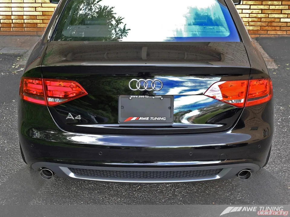 AWE Tuning 09 Audi B8 A4 3.2L Touring Edition Exhaust - Dual 88.9mm (3.5in) Polished Silver Tips 3015-32018 2 of 3