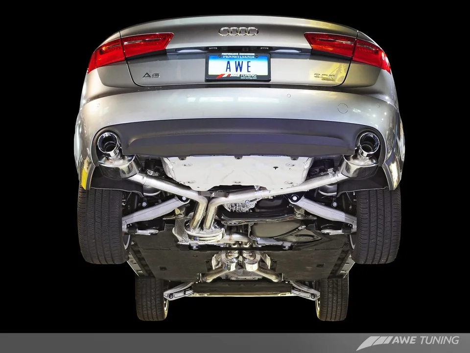 AWE Tuning 12-15 Audi C7 A6 3.0T Touring Edition Exhaust - Dual Outlet Chrome Silver Tips 3015-32048 1 of 5