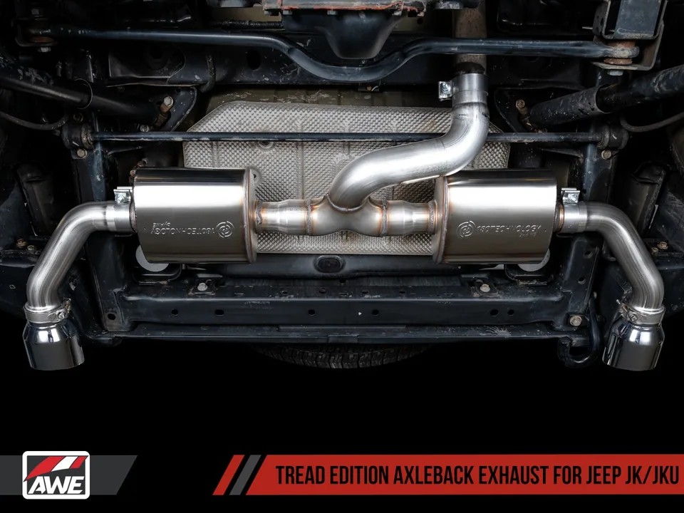 AWE Tuning 12-18 Jeep Wrangler JK/JKU 3.6L Tread Edition Axle-Back Dual Exhaust - Chrome Silver Tips 3015-32003 3 of 4