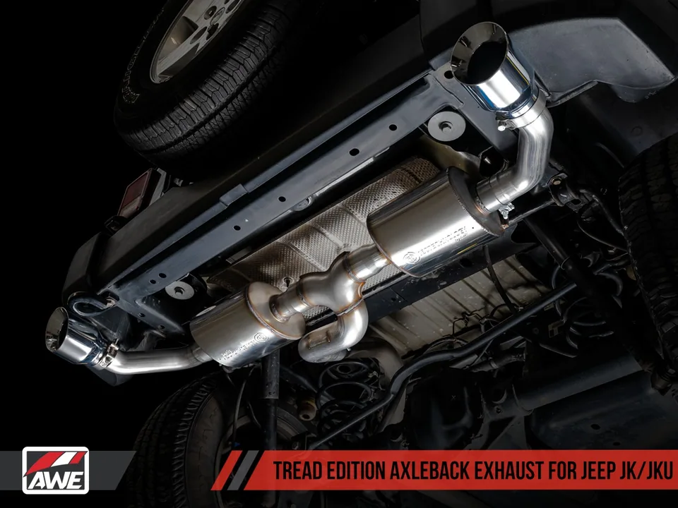 AWE Tuning 12-18 Jeep Wrangler JK/JKU 3.6L Tread Edition Axle-Back Dual Exhaust - Chrome Silver Tips 3015-32003 4 of 4