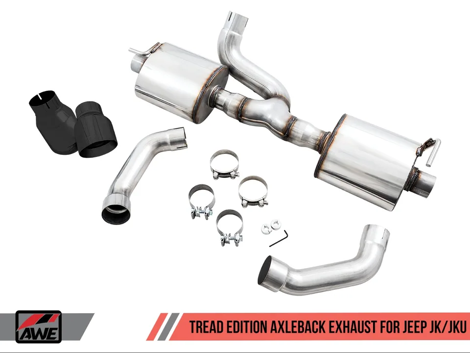 AWE Tuning 12-18 Jeep Wrangler JK/JKU 3.6L Tread Edition Axle-Back Dual Exhaust - Diamond Black Tips 3015-33003 5 of 6