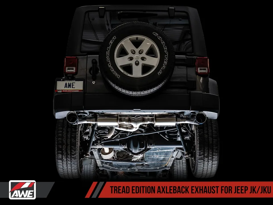 AWE Tuning 12-18 Jeep Wrangler JK/JKU 3.6L Tread Edition Axle-Back Dual Exhaust - Diamond Black Tips 3015-33003 6 of 6