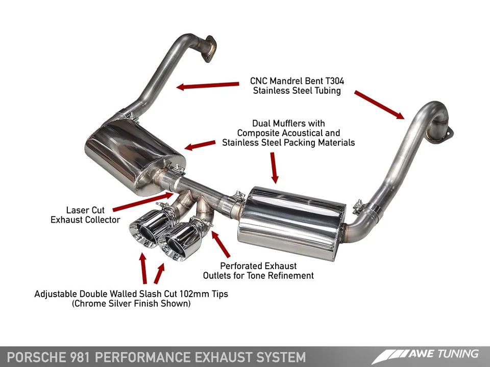 AWE Tuning 13-16 Porsche 981 Performance Exhaust System - w/Diamond Black Tips 3010-33024 1 of 3
