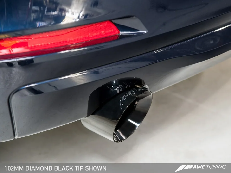 AWE Tuning 13-18 BMW 320i (F30) Touring Edition Exhaust w/ Perfomance Mid Pipe - Diamond Black Tips 102mm 3015-23038 4 of 6