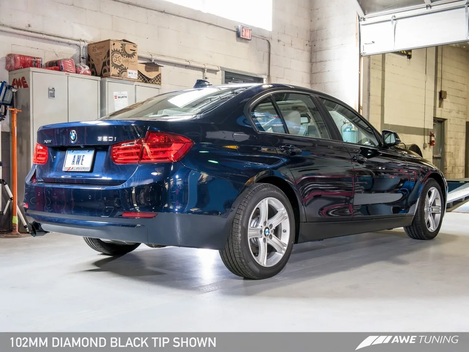 AWE Tuning 13-18 BMW 320i (F30) Touring Edition Exhaust w/ Perfomance Mid Pipe - Diamond Black Tips 102mm 3015-23038 6 of 6