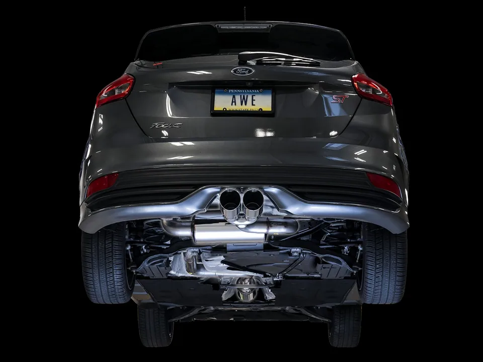 AWE Tuning 13-18 Ford Focus ST Touring Edition Cat-back Exhaust - Non-Resonated - Diamond Black Tips 3015-33092 1 of 3