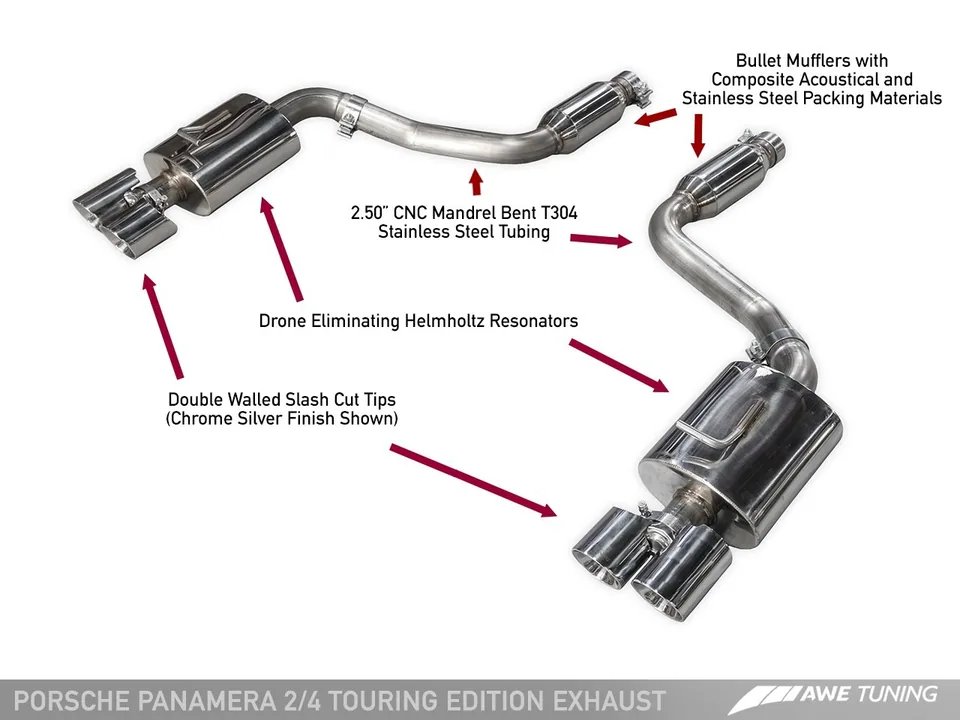 AWE Tuning 14-16 Porsche Panamera 2/4 Touring Edition Exhaust - w/Diamond Black Tips 3015-43046 1 of 3