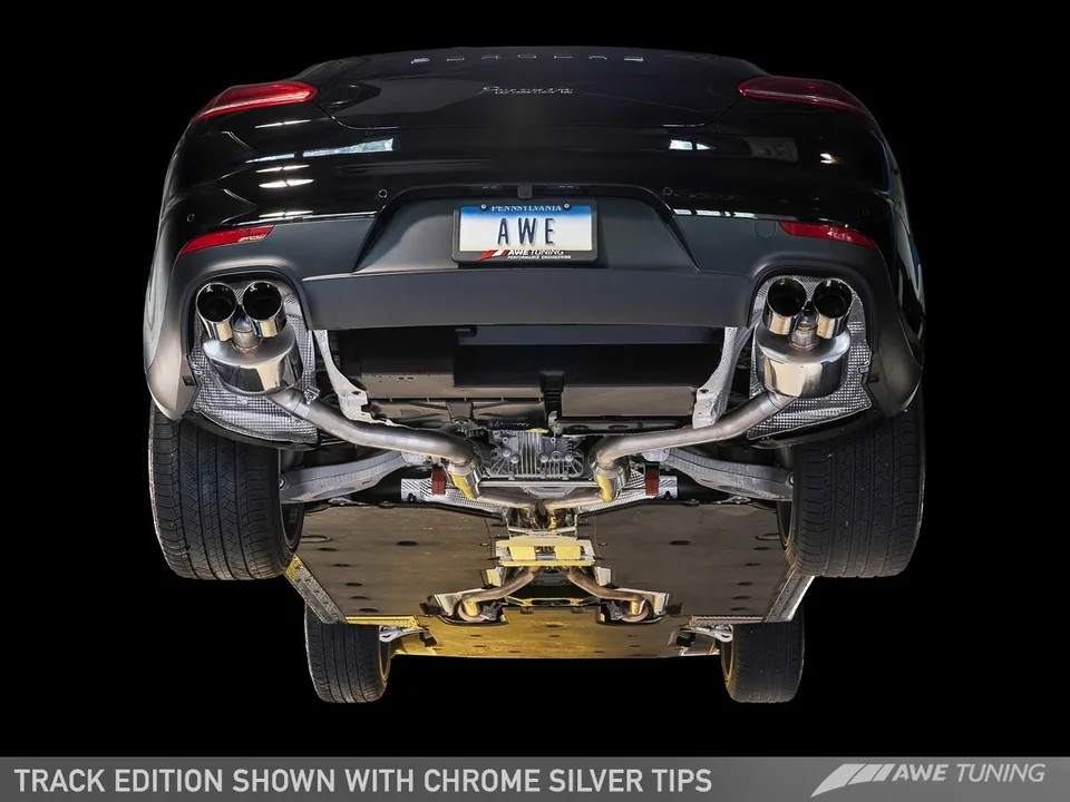AWE Tuning 14-16 Porsche Panamera 2/4 Track Edition Exhaust - w/Diamond Black Tips 3020-43024 2 of 3