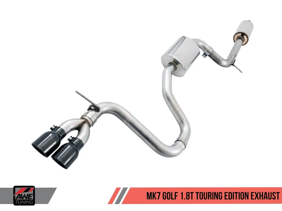 AWE Tuning 15-17 VW MK7 Golf 1.8T Touring Edition Exhaust w/Diamond Black Tips (90mm) 3015-23044 1 of 6