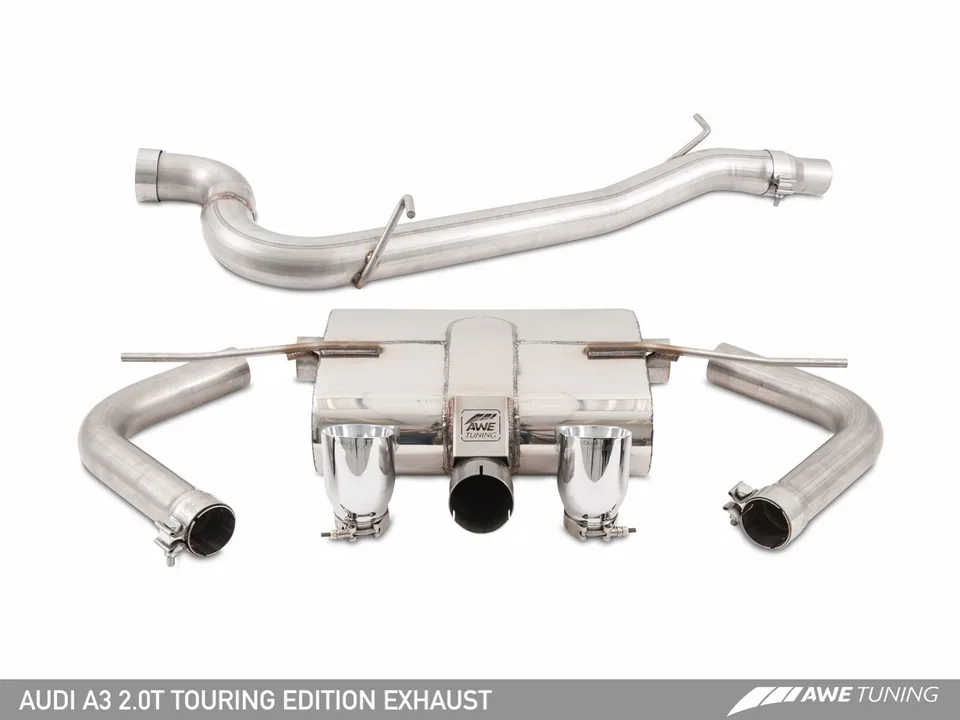 AWE Tuning 15-20 Audi 8V A3 Touring Edition Exhaust - Dual Outlet Chrome Silver 90 mm Tips 3015-32056 2 of 6