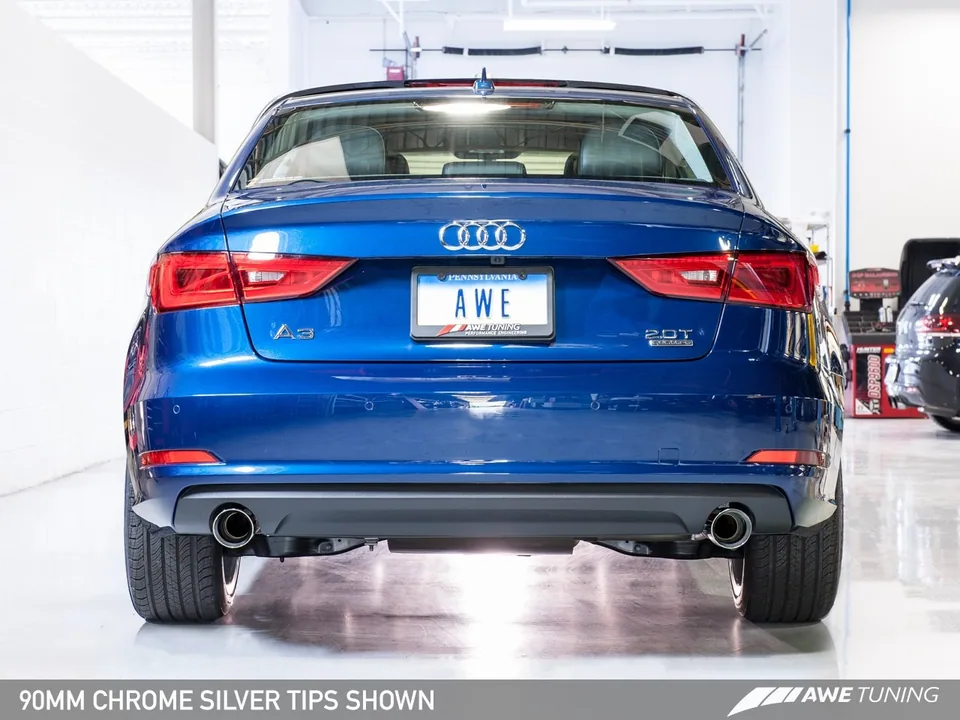 AWE Tuning 15-20 Audi 8V A3 Touring Edition Exhaust - Dual Outlet Chrome Silver 90 mm Tips 3015-32056 6 of 6