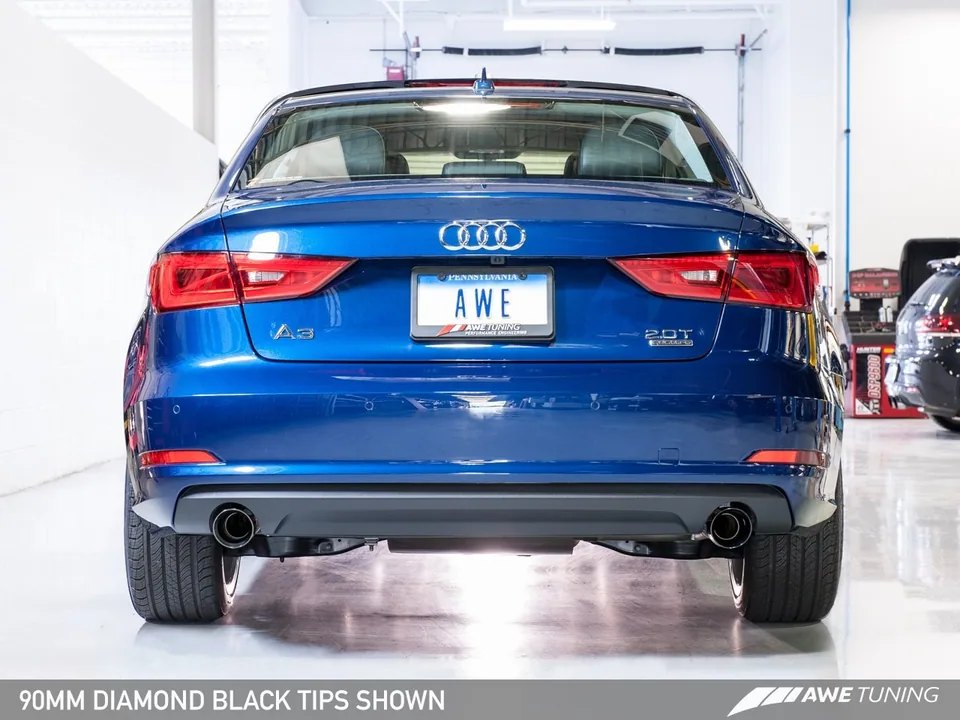 AWE Tuning 15-20 Audi 8V A3 Touring Edition Exhaust - Dual Outlet Diamond Black 90 mm Tips 3015-32058 6 of 6