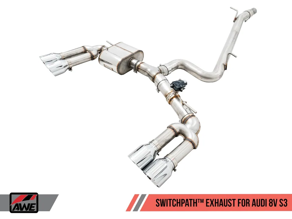 AWE Tuning 15-20 Audi 8V S3 SwitchPath Exhaust w/Diamond Black Tips 102mm 3025-43072 1 of 6