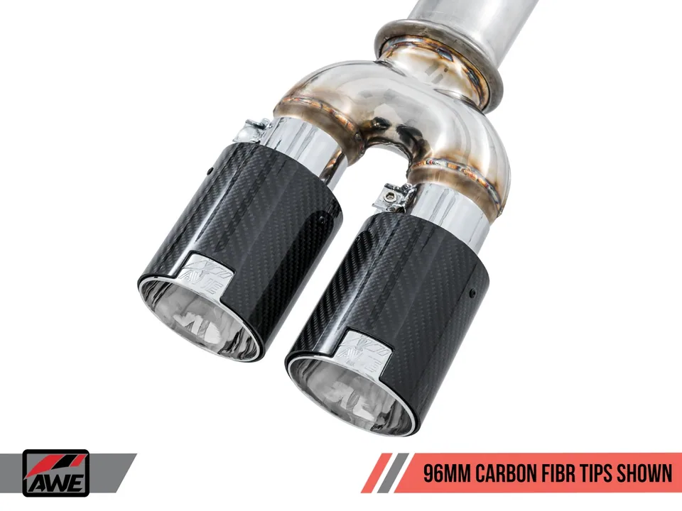 AWE Tuning 15-20 BMW F8X M3/M4 Non-Resonated Track Edition Exhaust - Carbon Fiber Tips (96mm) 3010-45010 2 of 4