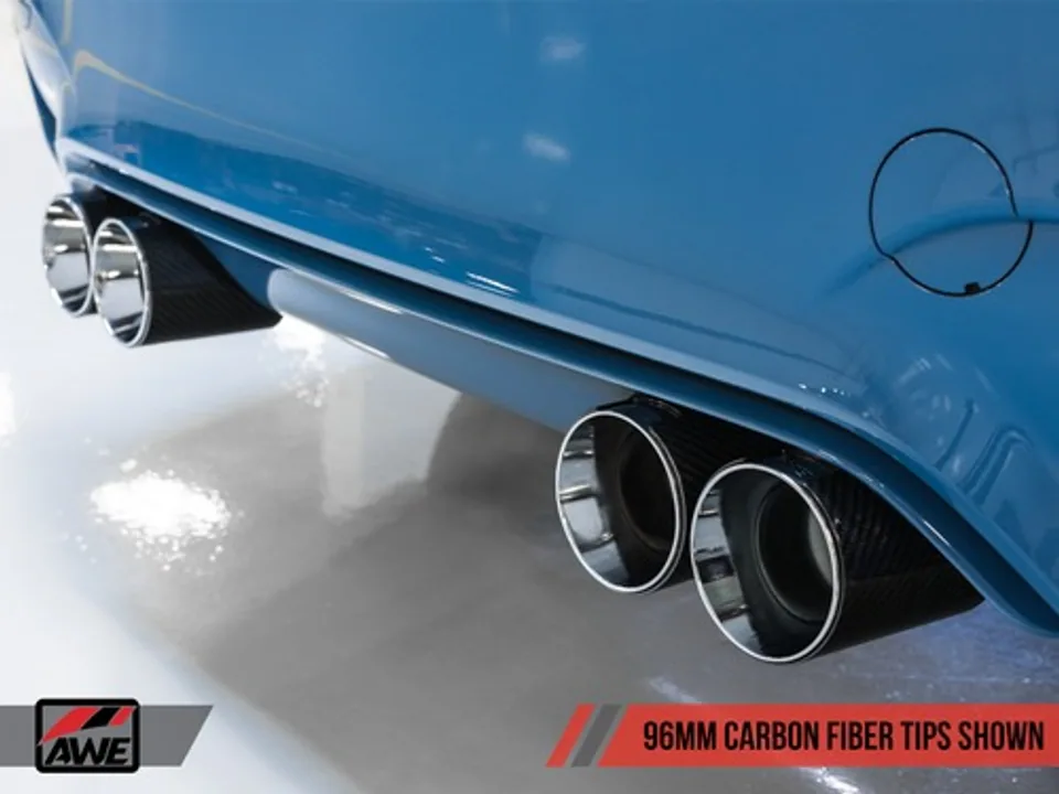 AWE Tuning 15-20 BMW F8X M3/M4 Non-Resonated Track Edition Exhaust - Carbon Fiber Tips (96mm) 3010-45010 3 of 4