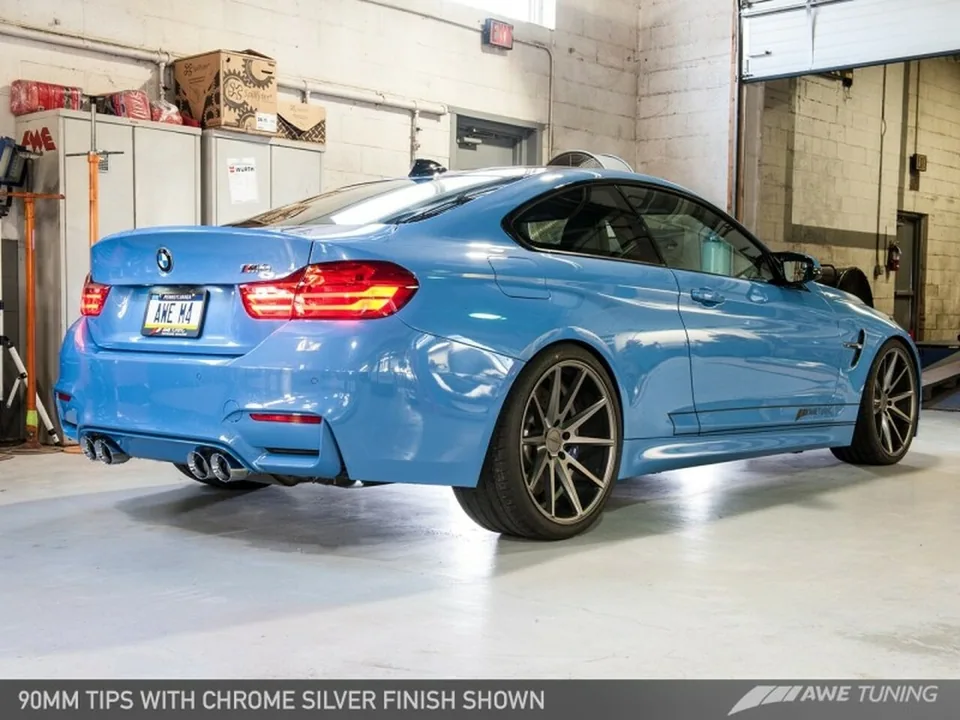 AWE Tuning 15-20 BMW F8X M3/M4 Resonated Track Edition Exhaust - Chrome Silver Tips (102mm) 3015-42082 5 of 6