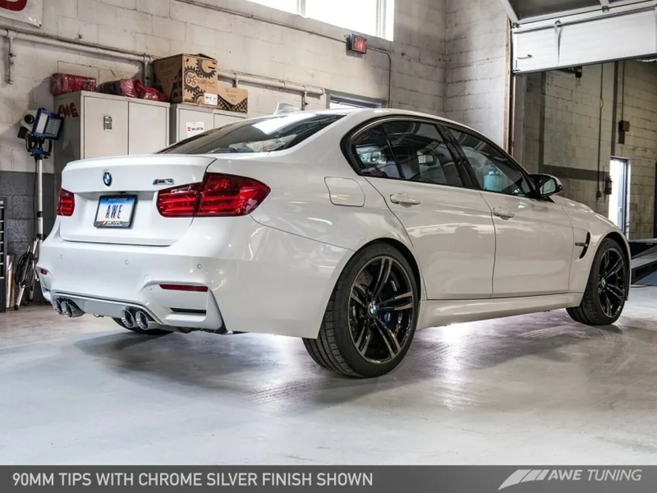 AWE Tuning 15-20 BMW F8X M3/M4 Resonated Track Edition Exhaust - Chrome Silver Tips (102mm) 3015-42082 6 of 6
