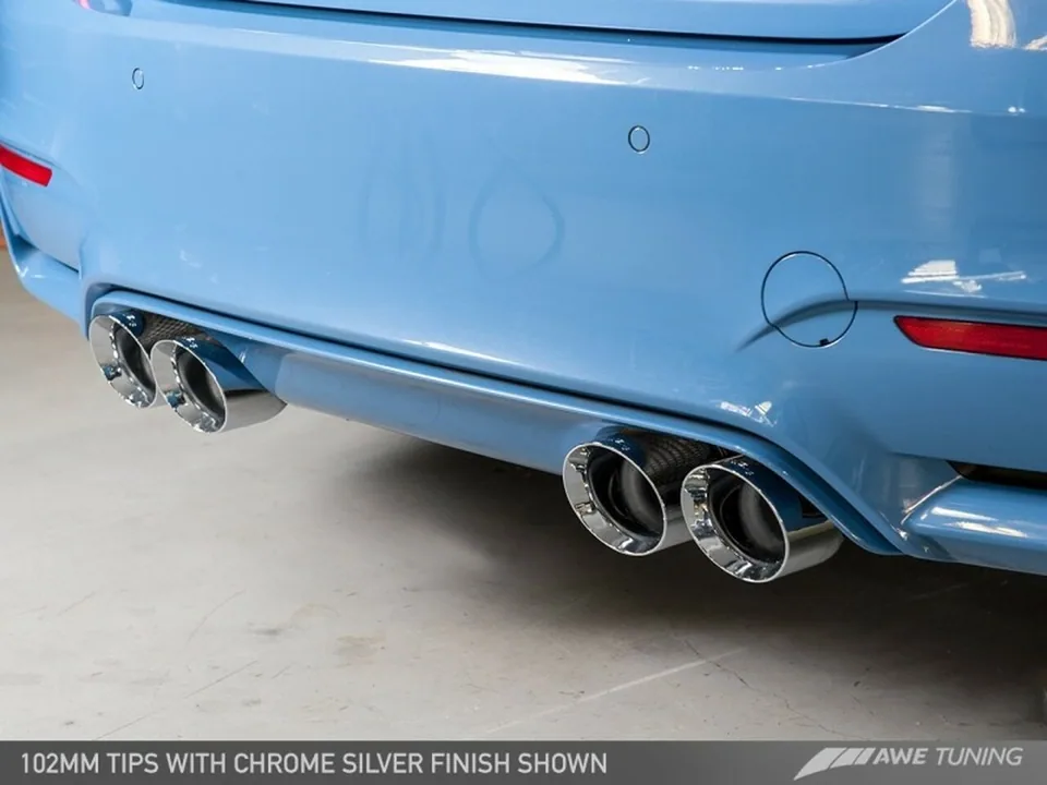 AWE Tuning 15-20 BMW F8X M3/M4 Resonated Track Edition Exhaust - Diamond Black Tips (102mm) 3015-43086 4 of 6
