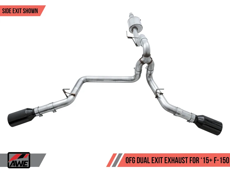 AWE Tuning 15-20 Ford F-150 0FG Dual Exit Performance Exhaust System w/5in Chrome Silver Tips 3015-32104 5 of 6