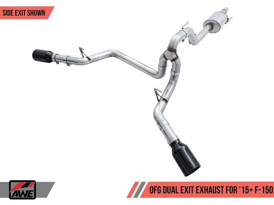 AWE Tuning 15-20 Ford F-150 0FG Dual Exit Performance Exhaust System w/5in Chrome Silver Tips 3015-32104 6 of 6
